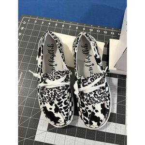 Gypsy Jazz Groovy Size 6 Slip On Boho Leopard Checkered Design Shoes Boat‎ Beach